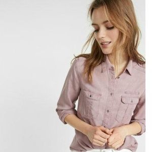 Soft Twill Military Boyfriend Shirt, Pink